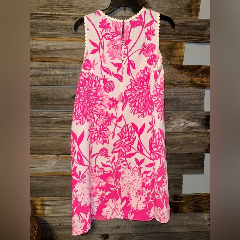 Lilly Pulitzer Caliente Pink White Floral Nala Lace Trimmed Shift Dress 10 - Picture 3 of 9